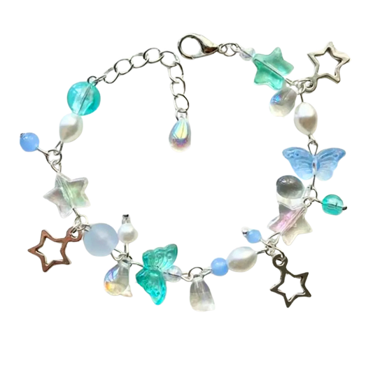 Frutiger Aero Bracelet - Butterfly, Stars, Bubbles
