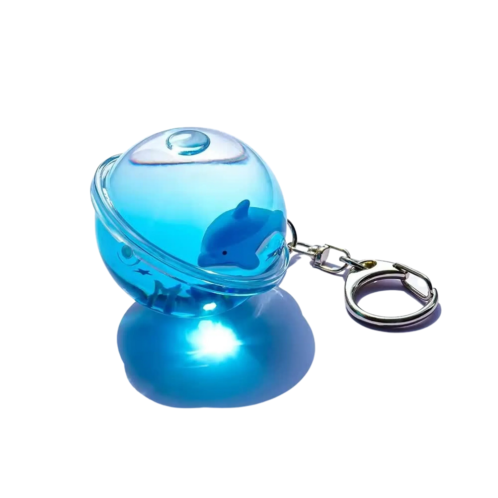 Bubble Shape Keychain with Liquid and Floating Dolphin