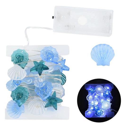 String Lights - Helvetica Aqua Aero Lamp with Clams, Shells, Seahorses and Starfishes - 2 meters