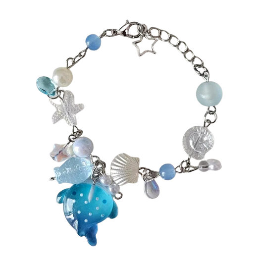 Frutiger Aero Bracelet - Whale Shark, Fishes, Clams, Stars